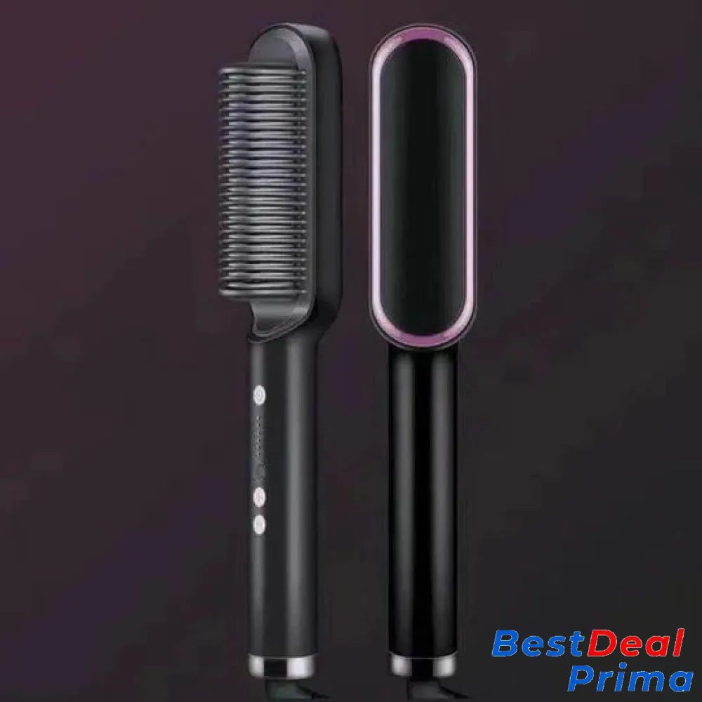 2 In 1 Negative Ion Hair Straightener Styling Comb 🎁Black*2(2 Pcs) / United Kingdom