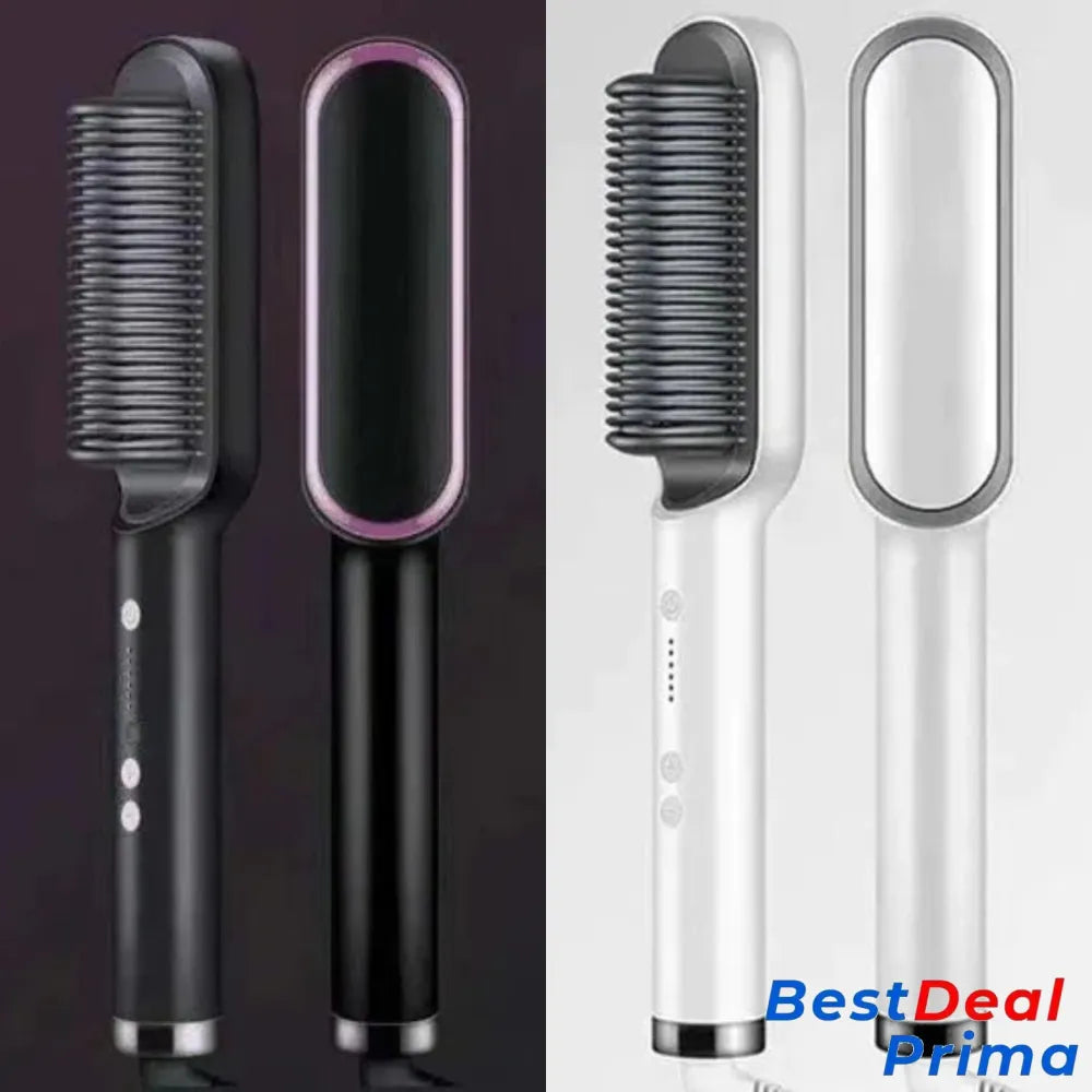 2 In 1 Negative Ion Hair Straightener Styling Comb 🎁Black + White(2 Pcs) / United Kingdom