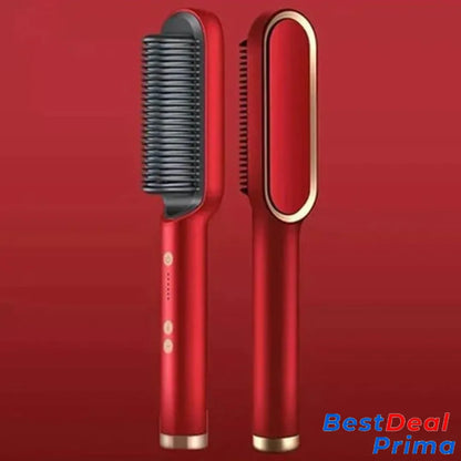 2 In 1 Negative Ion Hair Straightener Styling Comb Red / United Kingdom