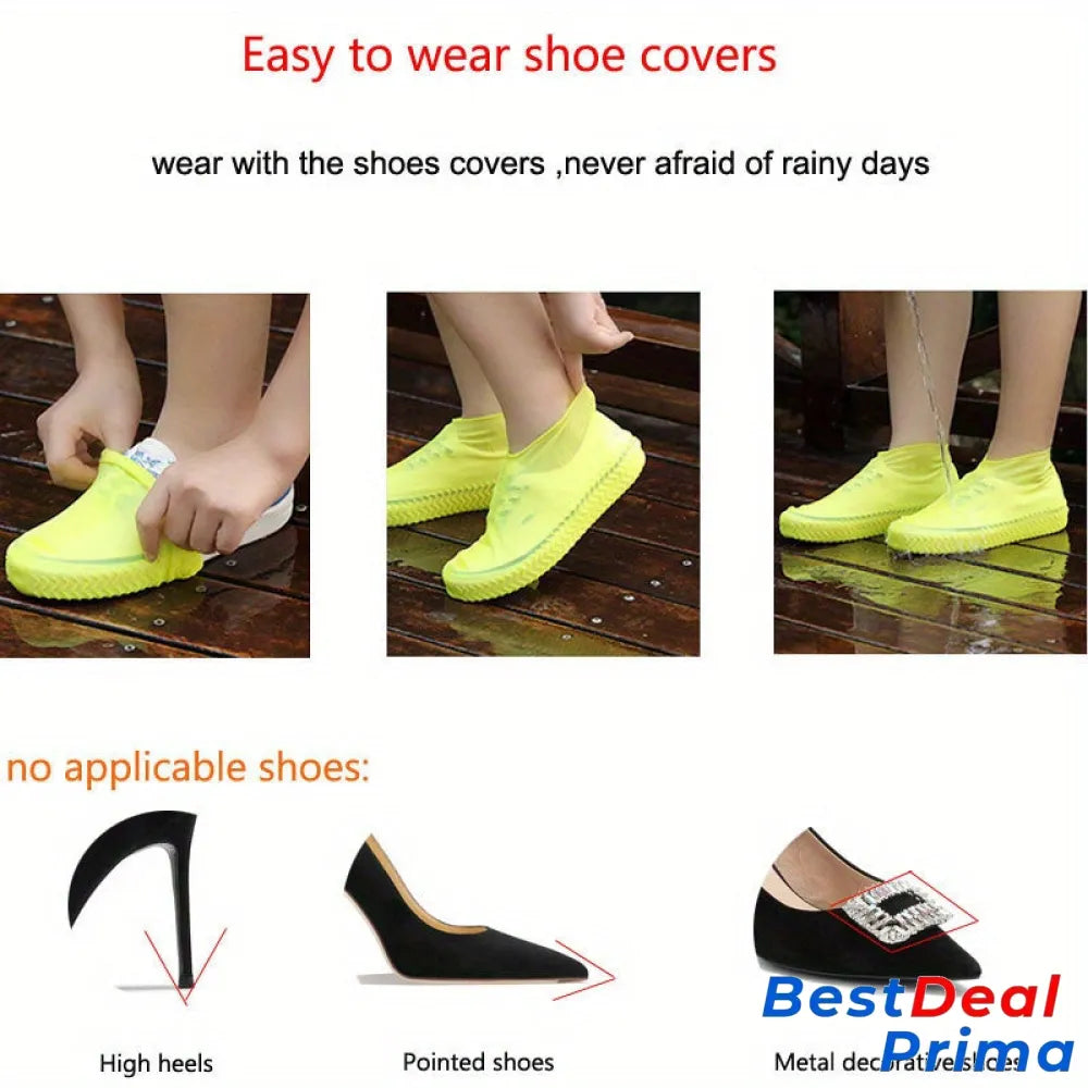 3 Pair Of Outdoor Latex Rain Boots Waterproof Shoe Cover