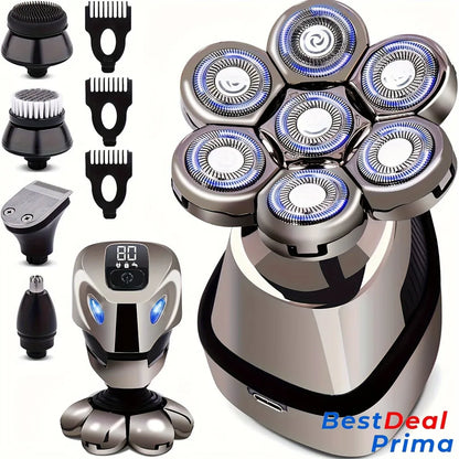 7D Bald Head Shavers - Advanced Anti-Pinch Electric Razor 5 In 1 Grooming Kit