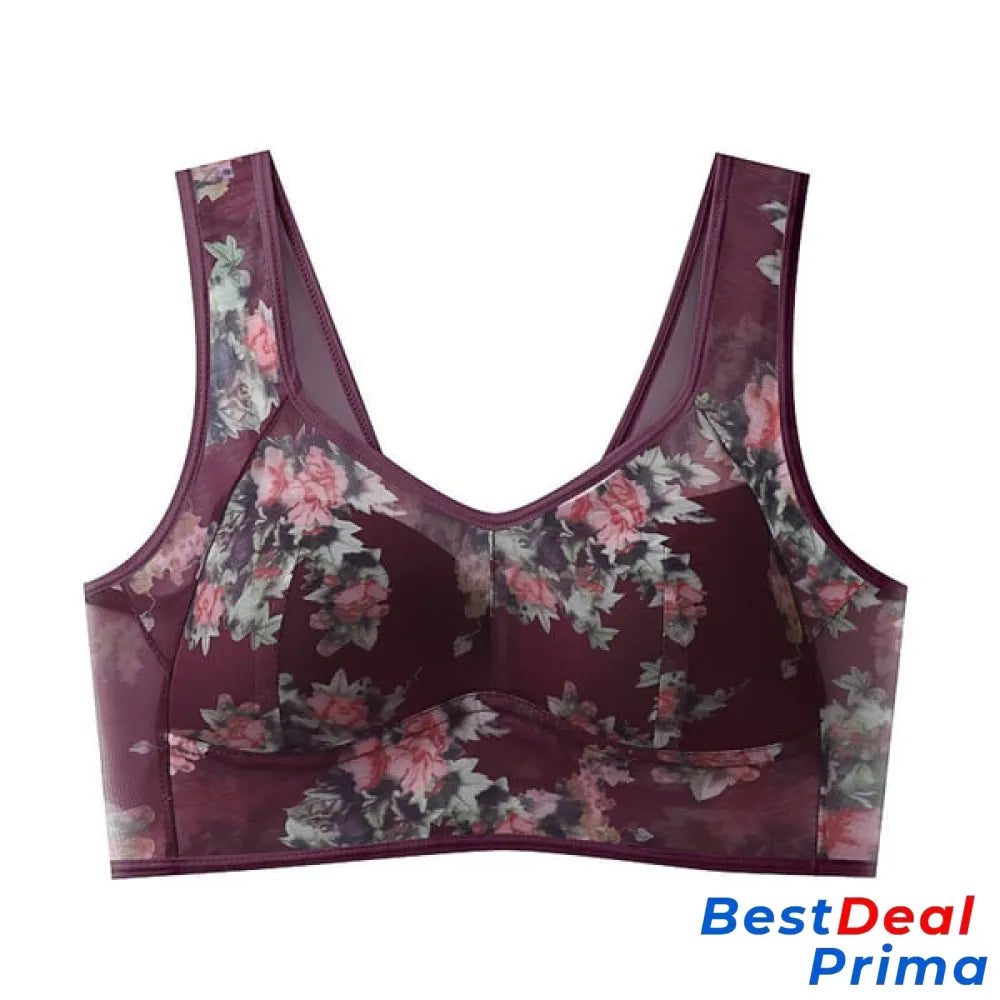 Amaryllis Women’s Lace Seamless Bralette | Buy 2 Get 1 Free (3Pcs) Maroon / L (40-50Kg) Fashion