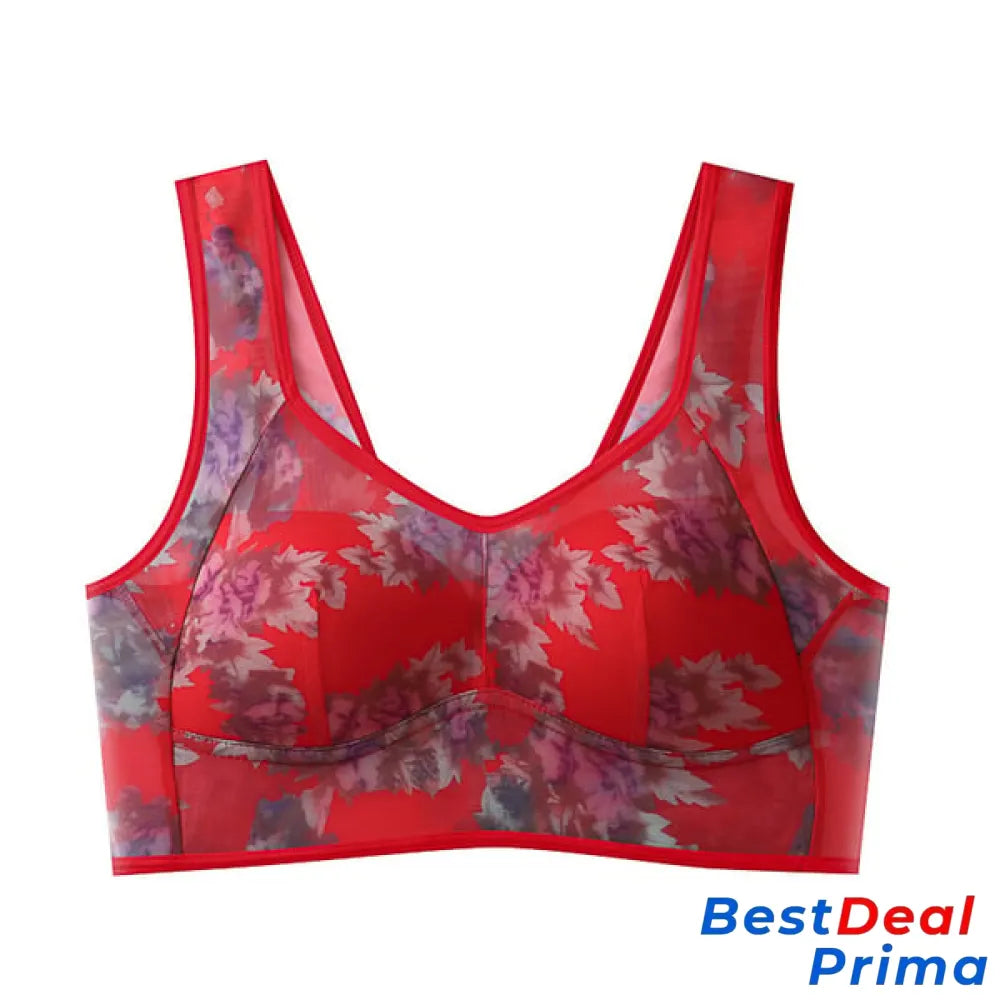 Amaryllis Women’s Lace Seamless Bralette | Buy 2 Get 1 Free (3Pcs) Red / L (40-50Kg) Fashion