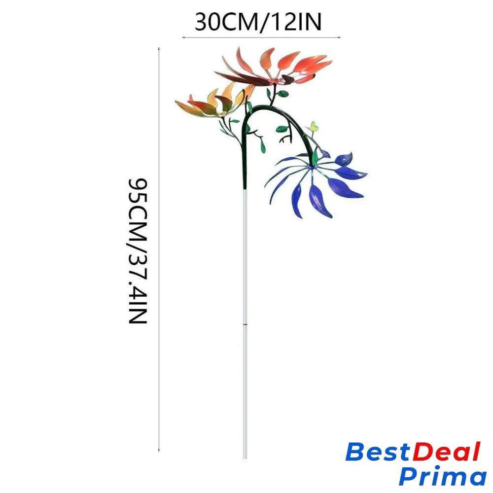 Beautiful Summer Multi Colored Flowers Wind Spinner 30*95