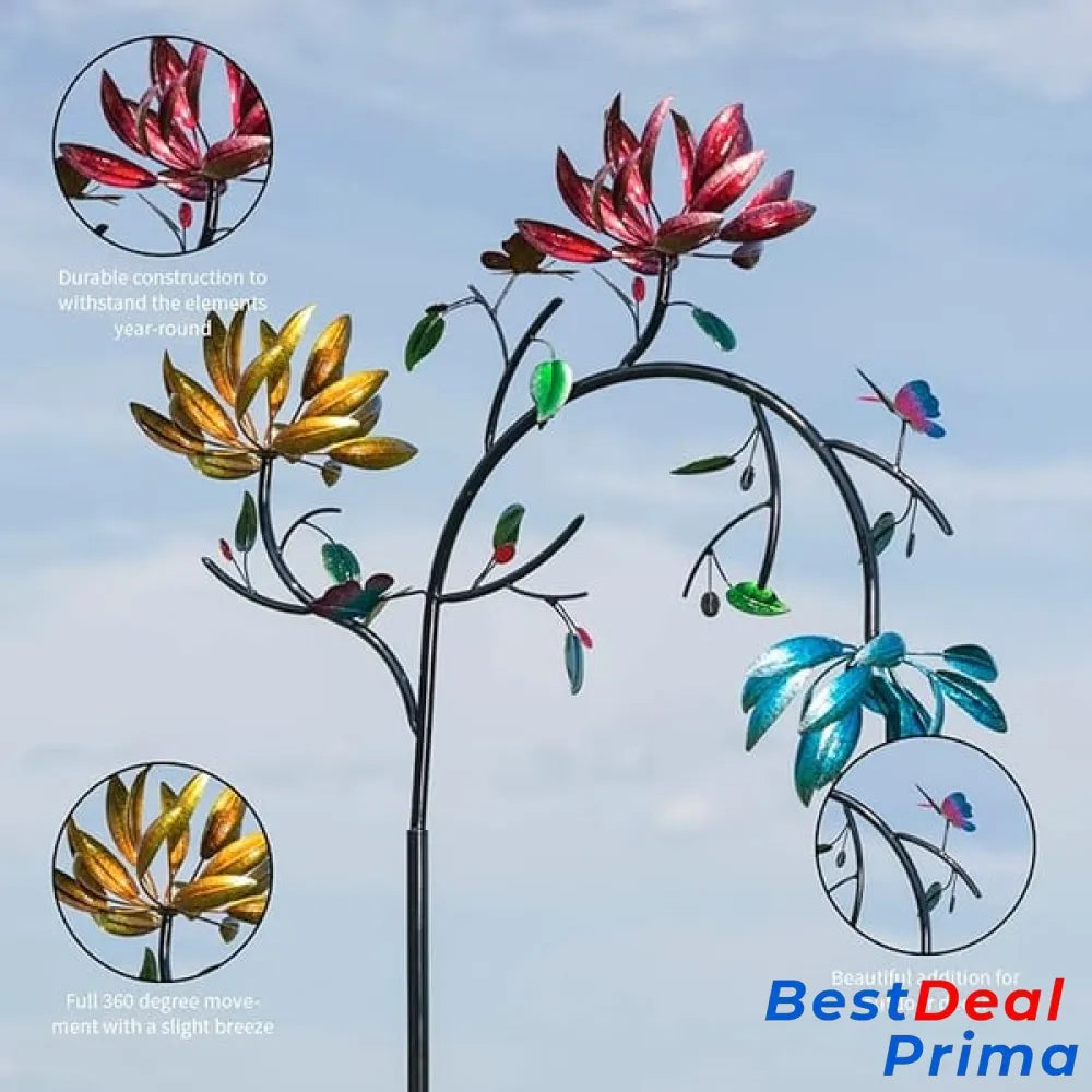 Beautiful Summer Multi Colored Flowers Wind Spinner