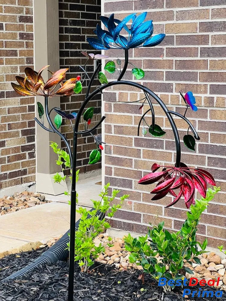 Beautiful Summer Multi Colored Flowers Wind Spinner