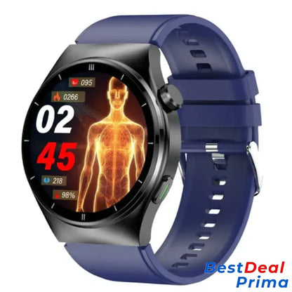 Blood Sugar Glucose Monitoring Smart Watch Blue Tpu