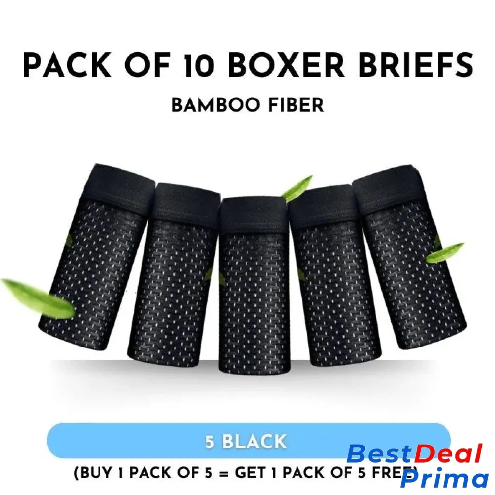 Boxhero – Pack Of 10 Bamboo Fiber Boxer Briefs Buy 5 Get L / Black (10Pcs)