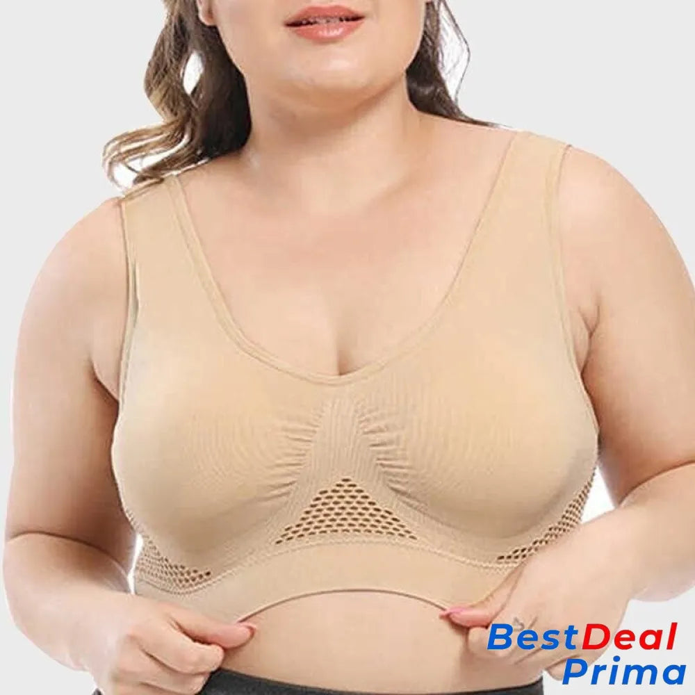 Breathable Cool Liftup Air Bra Khaki / S