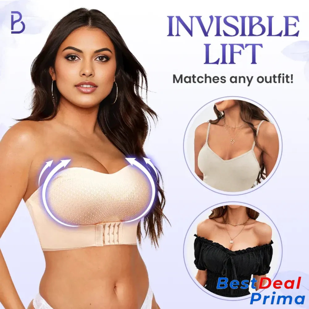 Breezypush – Breathable Non-Slip Strapless Front Buckle Push-Up Bra