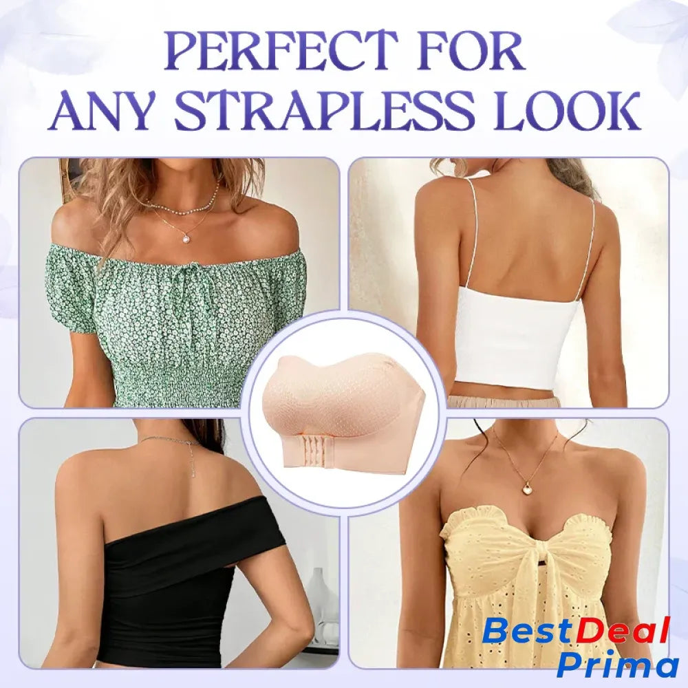 Breezypush – Breathable Non-Slip Strapless Front Buckle Push-Up Bra