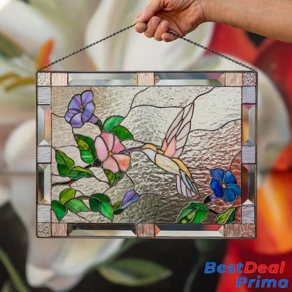 Cardinal Stained Window Panel Hummingbird