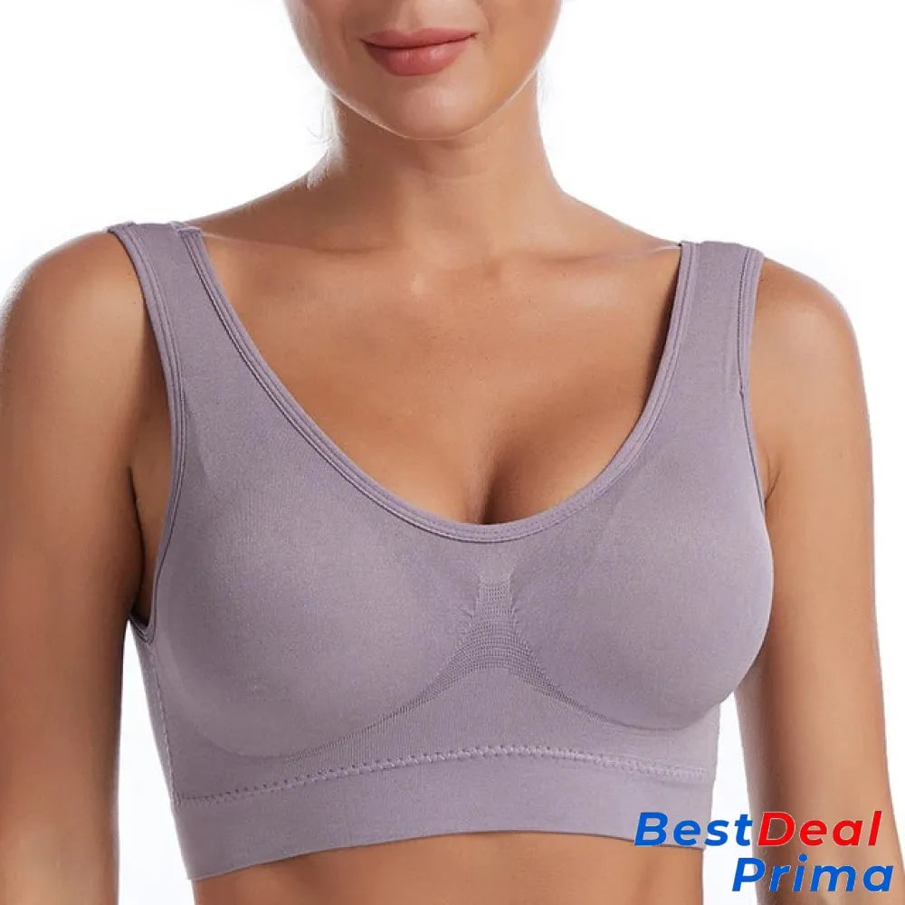 Comfortable Anti Saggy Breasts Bra Grayish Purple / S