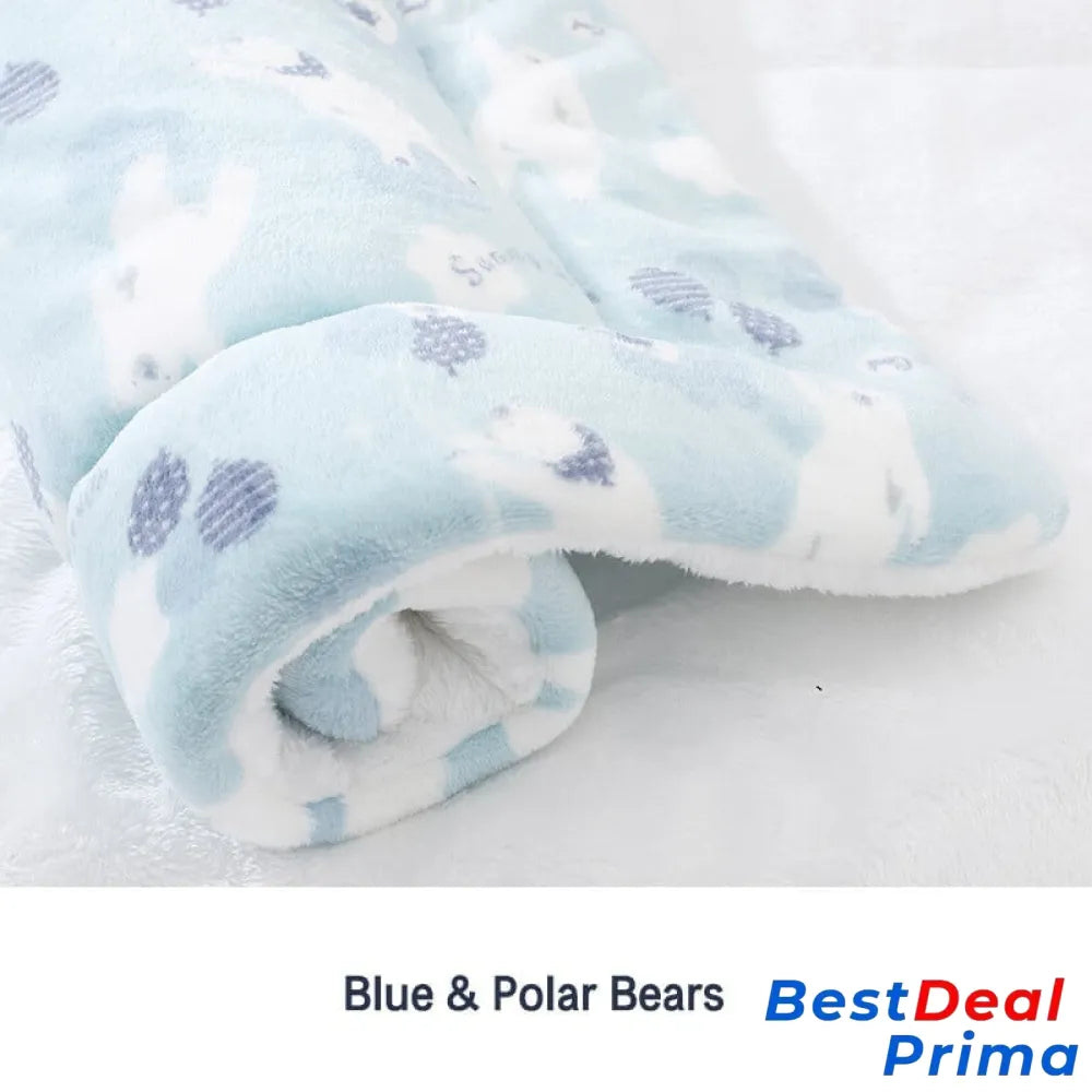 Cosy Calming Cat Blanket Blue With Polar Bears / S (12.6’’X10’’)