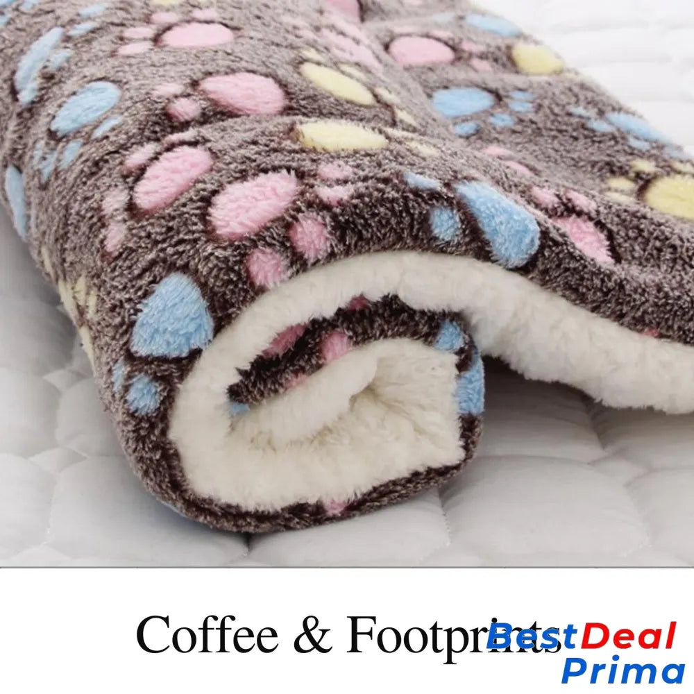 Cosy Calming Cat Blanket Coffee With Footprints / S (12.6’’X10’’)