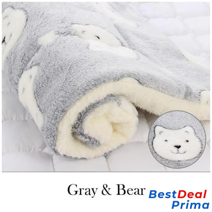 Cosy Calming Cat Blanket Gray With Bears / S (12.6’’X10’’)