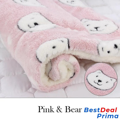 Cosy Calming Cat Blanket Pink With Bears / S (12.6’’X10’’)