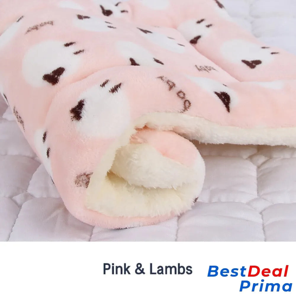 Cosy Calming Cat Blanket Pink With Lambs / S (12.6’’X10’’)