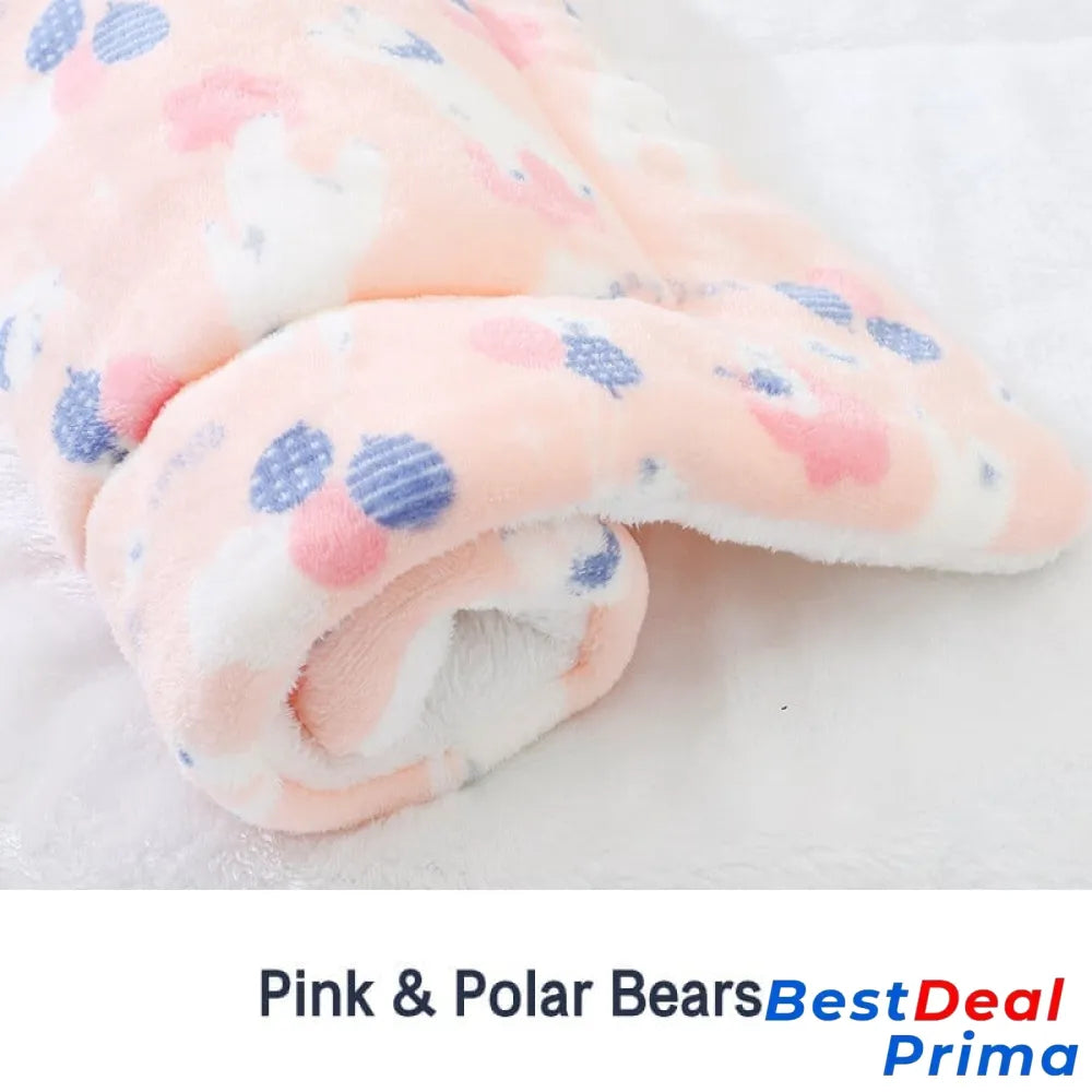 Cosy Calming Cat Blanket Pink With Polar Bears / S (12.6’’X10’’)