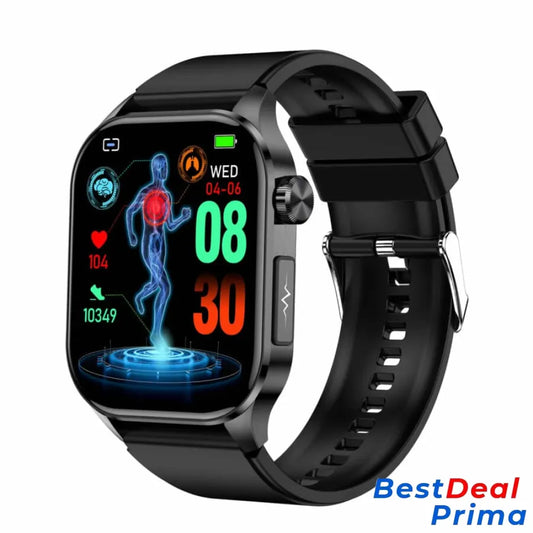 Ecg Blood Sugar Pressure Call Intelligent Health Management Smart Watch Black