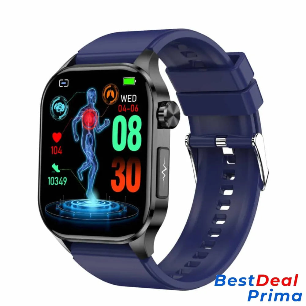 Ecg Blood Sugar Pressure Call Intelligent Health Management Smart Watch Blue