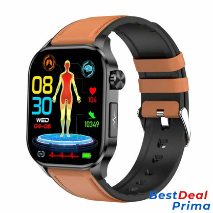 Ecg Blood Sugar Pressure Call Intelligent Health Management Smart Watch Brown