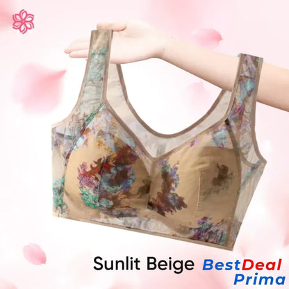 Ellebloom - Lace Buttonless Comfortable Bra Last Day Sale 50% Off Sunlit Beige / L