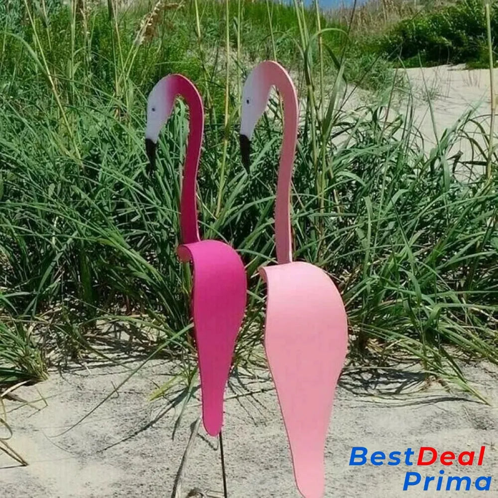 Florida Dancing Birds Garden Metal Art Pink Flamingo / Length: 70Cm (Including Pole)