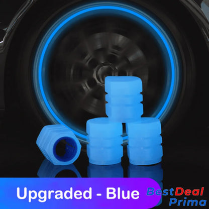 Fluorescent Tire Valve Caps Blue / 4 Pcs