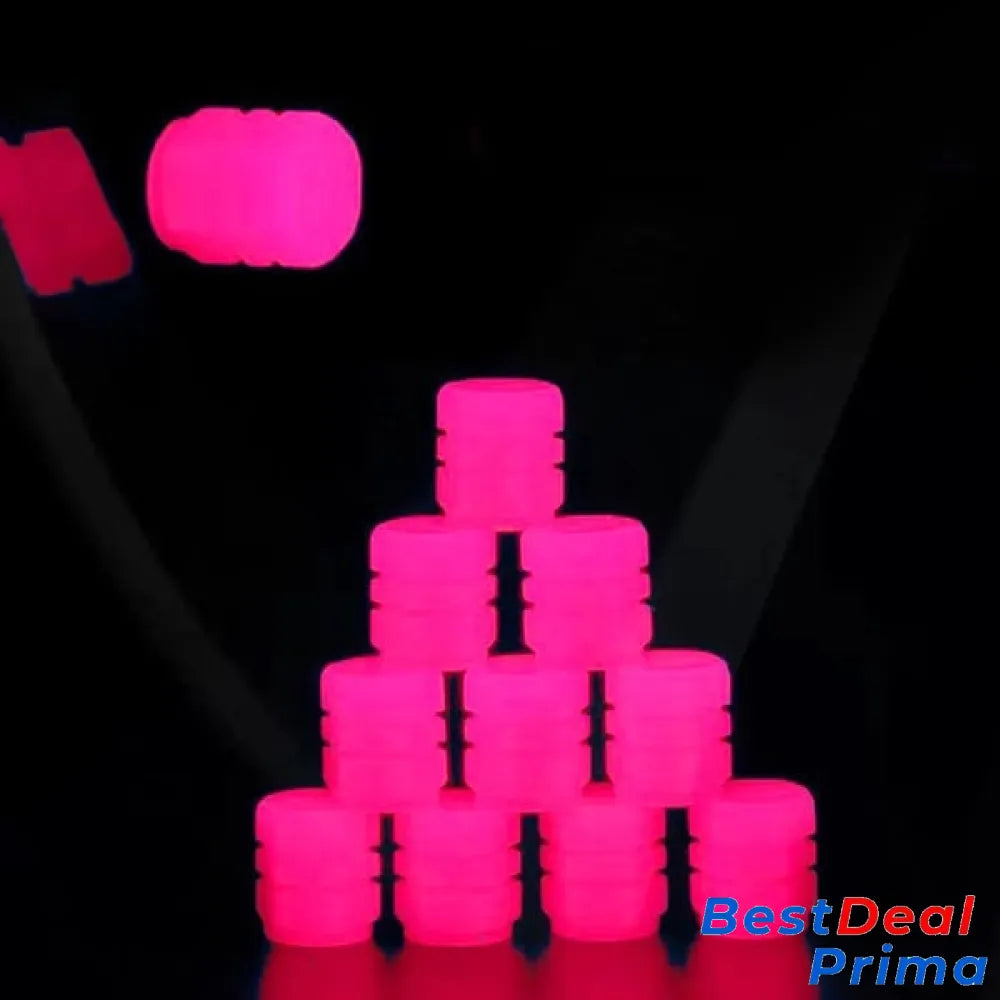 Fluorescent Tire Valve Caps Pink / 4 Pcs