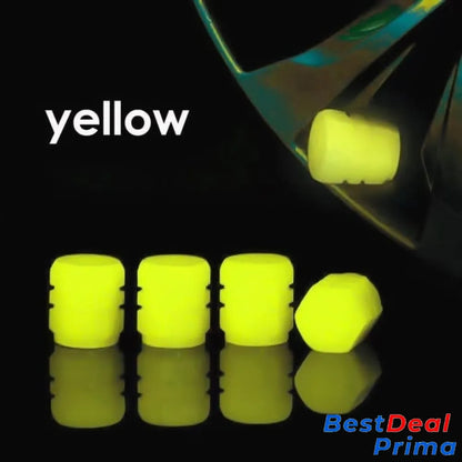 Fluorescent Tire Valve Caps Yellow / 4 Pcs