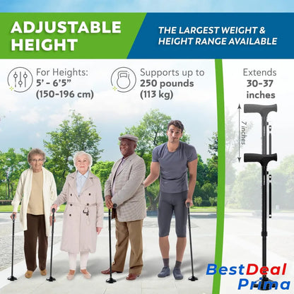 Foldable Adjustable And Collapsible Walking Cane For Men & Women