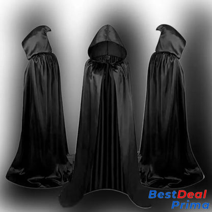 Halloween Cloak Costumes Wizard For Children Hooded Capes Mantle Black Party Decoration / 120Cm