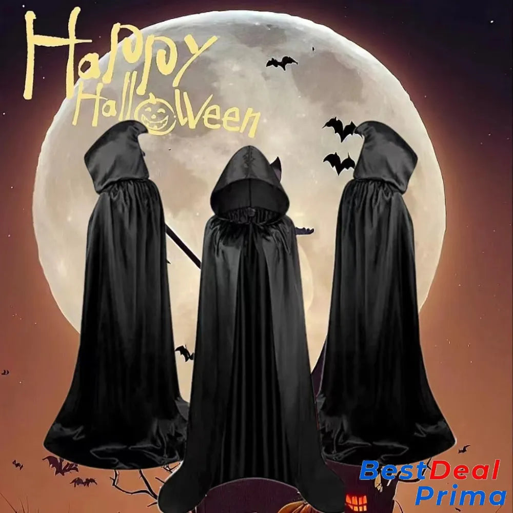 Halloween Cloak Costumes Wizard For Children Hooded Capes Mantle Black Party Decoration