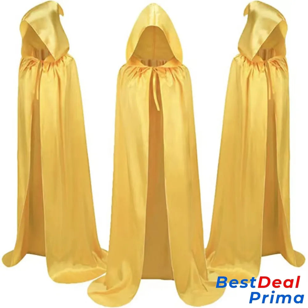 Halloween Cloak Costumes Wizard For Children Hooded Capes Mantle Black Party Decoration Gold / 120Cm