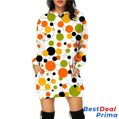 Halloween Print Long Hoodie With Pockets Sweater Sleeve Clothes Women Sc12 / S