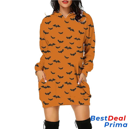 Halloween Print Long Hoodie With Pockets Sweater Sleeve Clothes Women Sc15 / S