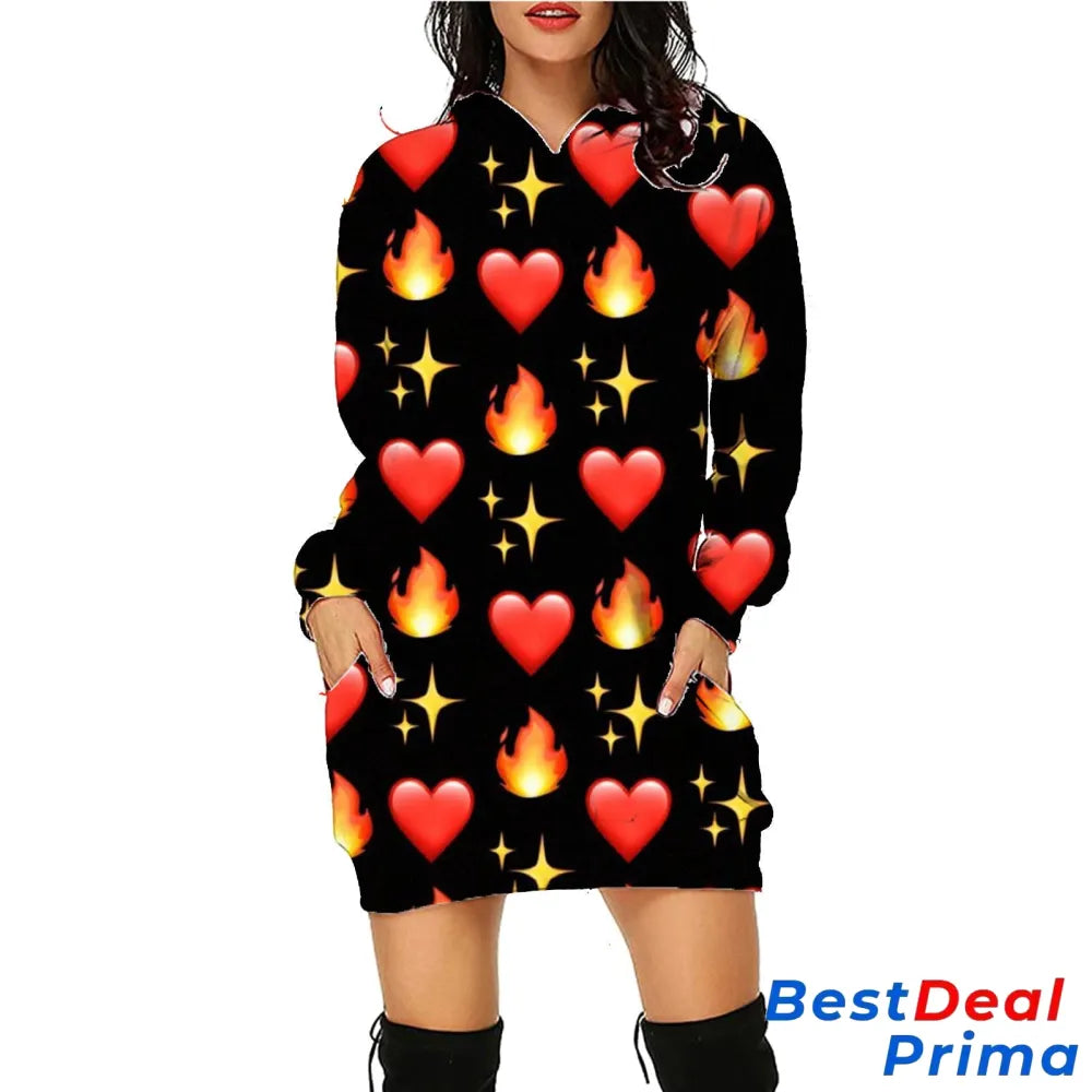 Halloween Print Long Hoodie With Pockets Sweater Sleeve Clothes Women Sc9 / S