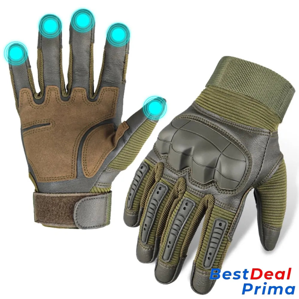 Indestructible Protective Tactical Full-Finger Gloves Green / S (4.41’/11.2Cm)