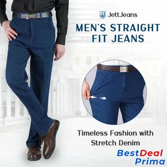 Jettjeans3 - Men’s High Waist Straight Fit Stretch Jeans