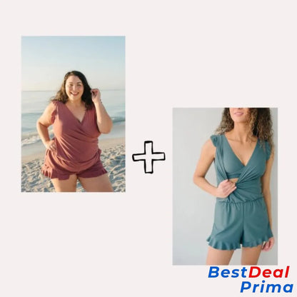 Last Day 49% Off – Built In Bra And Leggings Swim Romper Set 2 (Blue + Rose) - 40% Off / Xs