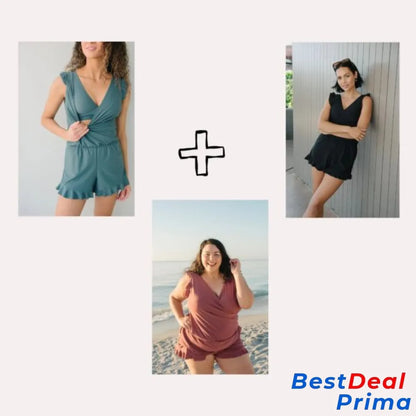 Last Day 49% Off – Built In Bra And Leggings Swim Romper Set 3 (Blue + Rose Black) - 50% Off / Xs