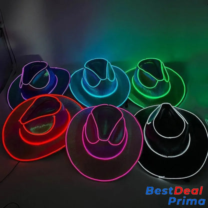 Led Cowboy Hat - Glowing Light Bar Cap Bachelorette Party Supplies