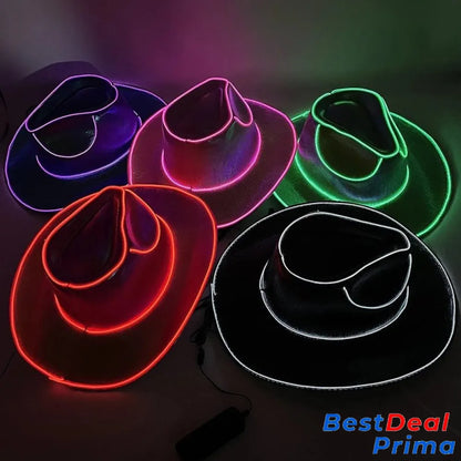 Led Cowboy Hat - Glowing Light Bar Cap Bachelorette Party Supplies