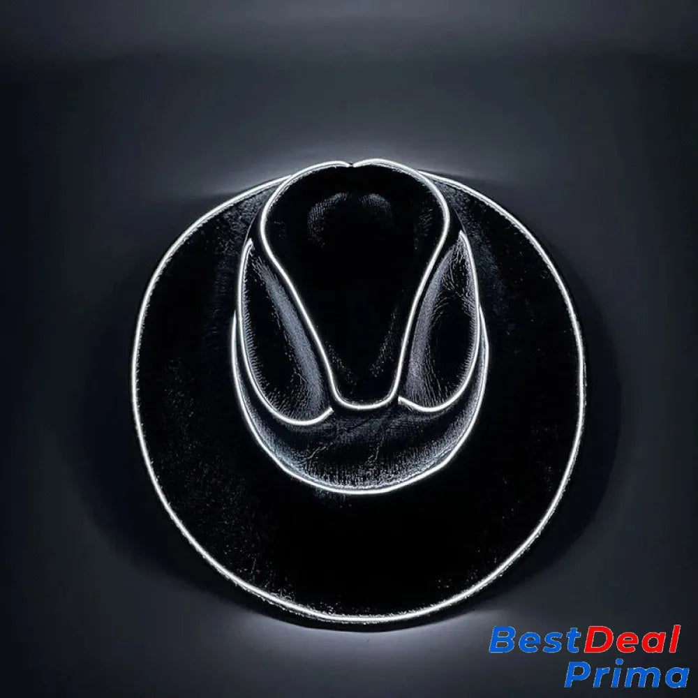 Led Cowboy Hat - Glowing Light Bar Cap Bachelorette Party Supplies Black