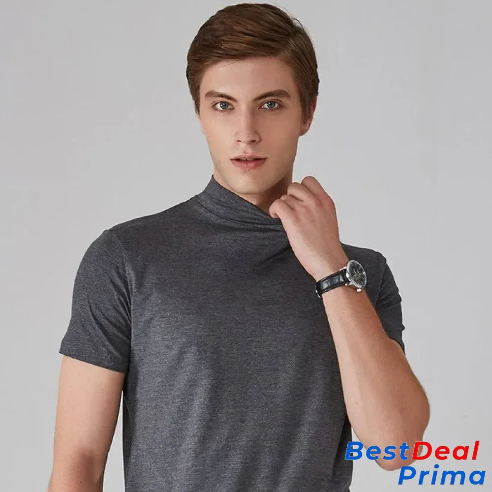 Men ’S High Neck Slim Fit T-Shirt - Hot Sale 50% Off