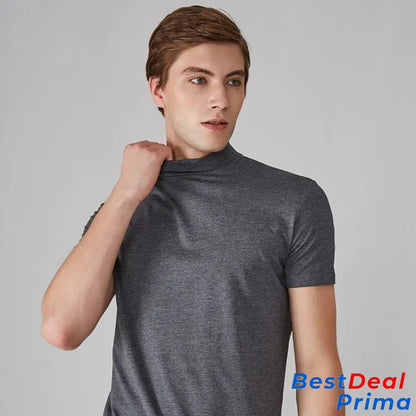 Men ’S High Neck Slim Fit T-Shirt - Hot Sale 50% Off