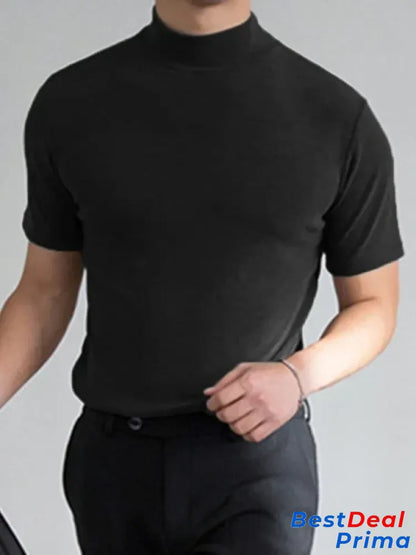 Men ’S High Neck Slim Fit T-Shirt - Hot Sale 50% Off