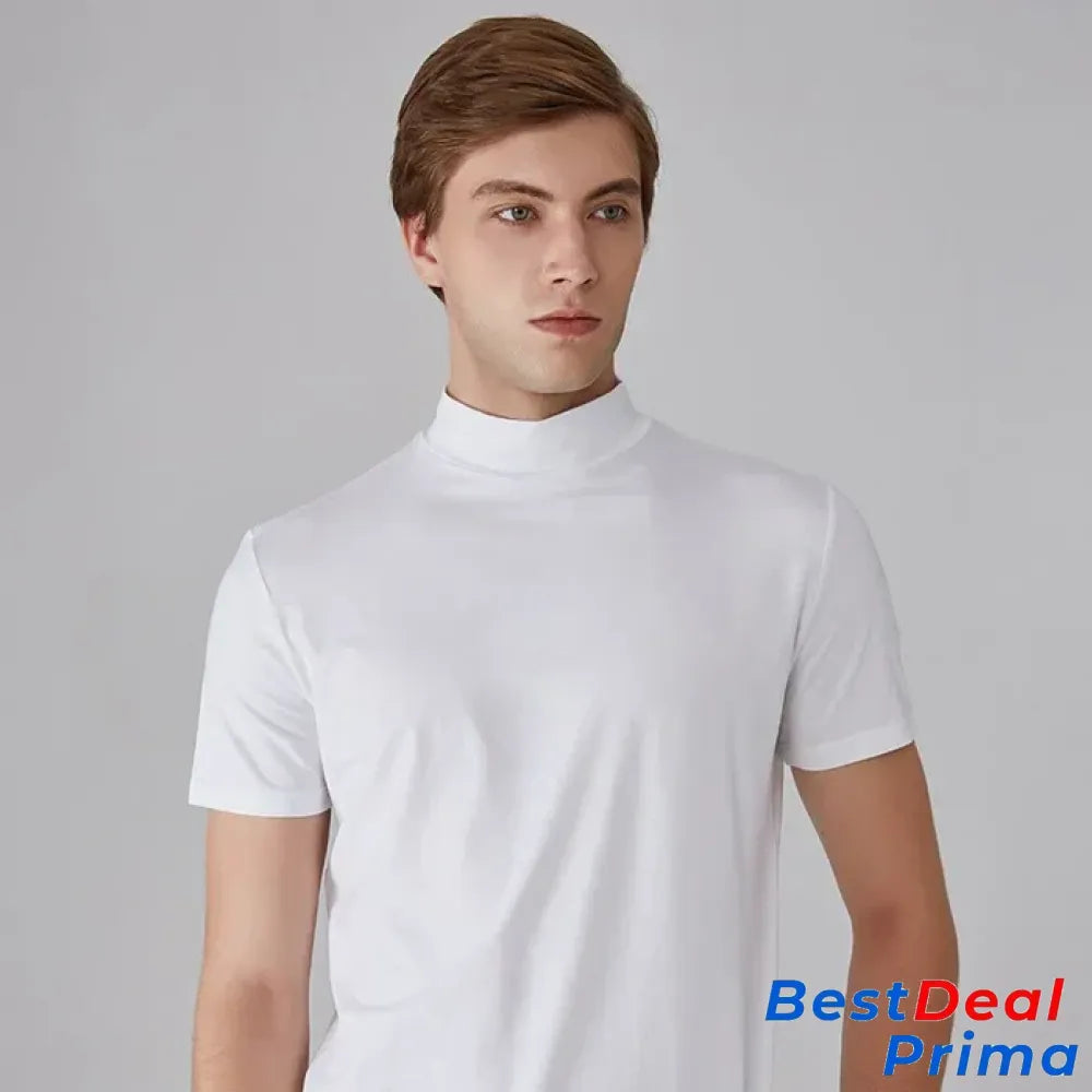 Men ’S High Neck Slim Fit T-Shirt - Hot Sale 50% Off