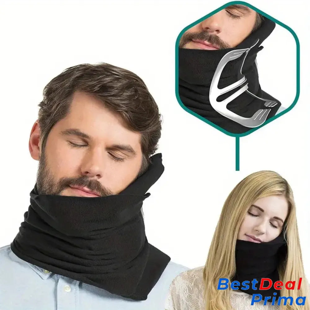 Neck Support Travel Pillow For Long Naps & Layover Flights - Compact Comfortable